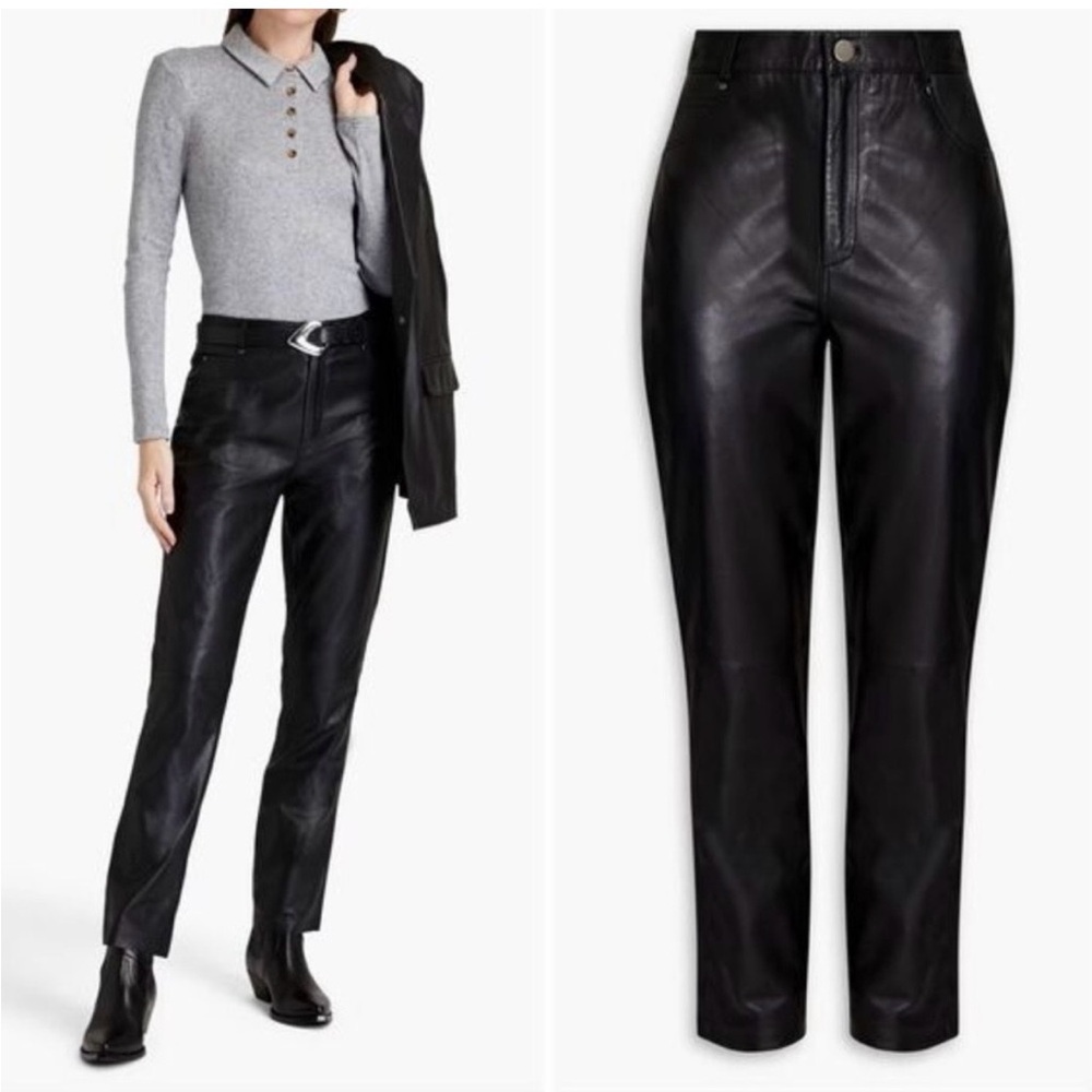 Walter Baker Black Leather Straight Leg Pants size 6